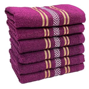 STAMIO Cotton 390 GSM Hand Towel 13 X 21 Inches (Set of 6, Multicolor) Santino Gold Border